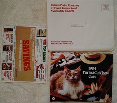 Vtg 1984 Ralston Purina Cat Chow Calendar w Mailer + Coupons Mint Complete - £11.01 GBP