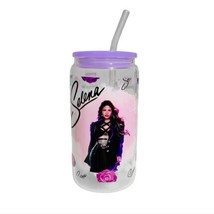 Selena Roses Clear Glass Tumbler Cup 16 oz UV DTF Design With Glass Straw - £15.90 GBP