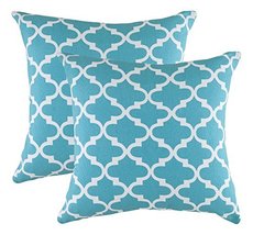 TreeWool (Pack of 2) Decorative Throw Pillow Covers Trellis Accent in 100% Cotto - £21.42 GBP