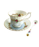 Vintage Royal Albert INVITATION SERIES Blue Teacup 2.75&quot;  Spoon &amp; Saucer... - £58.68 GBP