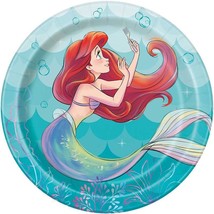 Disney Little Mermaid Dessert Paper Plates Birthday Party Supplies 8 Per... - $4.25