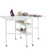 MELLCOM Height Adjustable Craft Table with Storage Shelves Mobile Folding  - $3,986.54 MXN