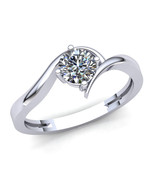 0.10 Ct Round Cut Diamond Bypass Wedding Engagement Ring 14k White Gold Finish - $85.99