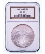 2000 Silver American Eagle Graded by NGC as MS-69 - $159.30