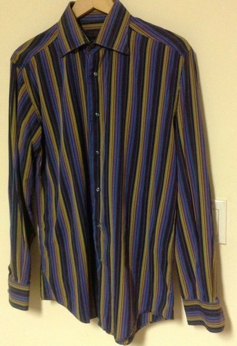 VGC Thomas Elliot Multicolor Stripe Button Down Long Sleeve Shirt SZ M ITALY Item image 3