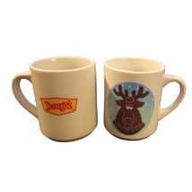 Vtg 2 Denny’s Diner Moose Christmas Holiday Heat Activated Color Changing Mugs  - £14.91 GBP