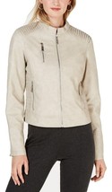 Jou Jou Sand Color Soft Vegan Leather Jacket Women&#39;s Large L - £55.95 GBP