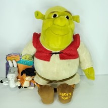 2007 Macy's Limited Edition 18" Plush Shrek Donkey Puss in Boots Puppets Large - $39.59