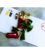 Ship N 24 Hours. Vintage-Enamel Christmas Stocking Brooch Pin. - $567.99 MXN