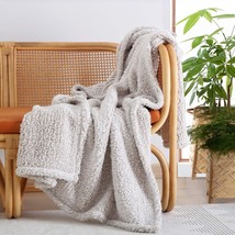 Ultra Soft Cozy Sherpa Throw Blanket, 2 Tone Ombre Light Brown Pattern, 50&quot;X60&quot;. - £25.41 GBP