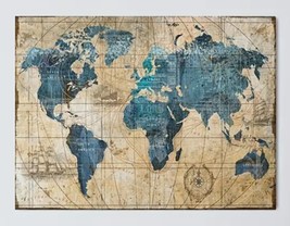Vintage World Map 11.8&quot; x 15.7&quot; Framed Canvas Wall Art NEW! - £10.93 GBP