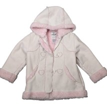 OshKosh Girls White Faux Suede Winter Coat ~ Pink Faux Fur Lining Size 6 ~ Cute! - £25.20 GBP
