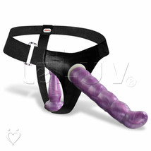 Female Strap-On Double Dong 7 Inch &amp; 5 Inch LeLuv Purple - £20.49 GBP