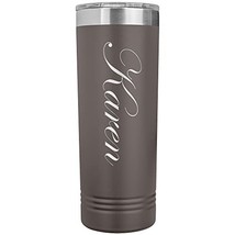 Karen - 22oz Insulated Skinny Tumbler Personalized Name - Pewter - £25.86 GBP