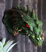 Medieval Castle Dungeon Chained Green Pagoda Dragon Wall Plaque W/LED Ey... - $37.99