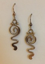 Swirl Twist Sterling Silver Earrings Unique Handmade Artisan Dangle Pierced Hook - £51.95 GBP