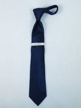 Men's Perry Ellis Tie Classic Satin Silky Feel #Perry-1 Solid Navy Blue image 5