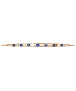 14k Yellow Gold Antique Blue Glass Doublets and Pearl Bar Pin (#J7047) - $513.81