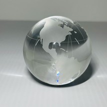Oleg Cassini Crystal World Globe Paperweight Clear Frosted Glass 3.25 Inch Tall - £9.31 GBP