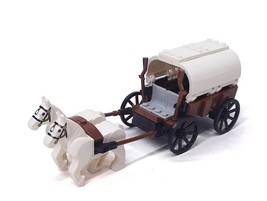 Building Block Wagon with Horses for western Cowboy for Minifigure US Toy Minifi - $17.48