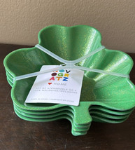 Novogratz Set Of 4 Green Shamrock Bowls Shimmery Melamine New Clover St Patricks - £23.44 GBP