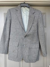 VINTAGE Men&#39;s Wool Tweed Blazer Coat Jacket Suede Patches SZ 40R Haggar - £10.26 GBP