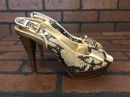 Michael Kors Genuine Snakeskin Backstrap Open Toe Heels Size 6.5 - £60.49 GBP