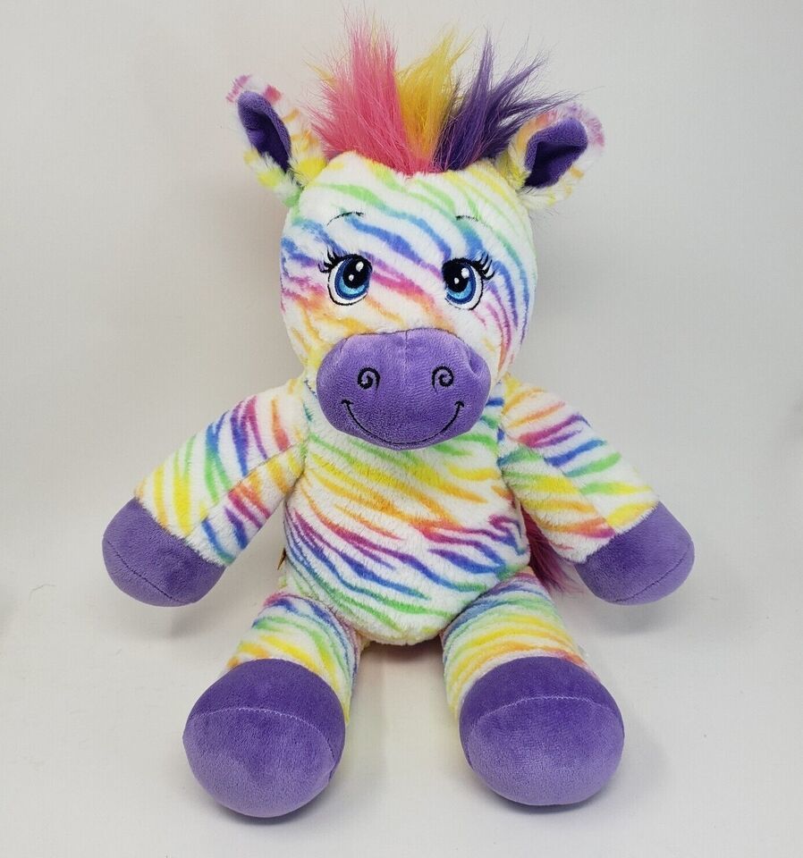 18" BUILD A BEAR PASTEL RAINBOW STRIPES ZEBRA STUFFED ANIMAL PLUSH TOY RETIRED Item image 2