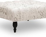 Baxton Studio Keswick Script Print Modern Tufted Ottoman, Beige - $326.99