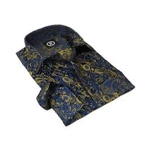 Men's Silky Paisley Floral Shirt By JT Milano AVM Turkey Slim Fit 6006-33 Navy image 3