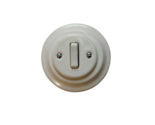 Porcelain Button Switch White Glaze Finish Diameter 3.9&quot; OLDE WORLDE - $40.12