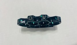 Vintage Black Metal Nuckles with Green Splatter and the word L O V E on them. - £44.85 GBP