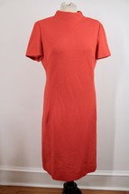 Vtg 60s Charles Cooper Thoroughbred 16 Orange Wool Short Sleeve Dress Silk Lined - £62.49 GBP