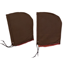 Vtg Lot of 2 Brown Quilted Winter Hood Only No Attachment Feature Draw S... - £13.50 GBP