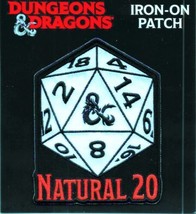 Dungeons & Dragons Game Natural 20 Die Image Embroidered Patch NEW UNUSED - $7.84