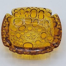 VINTAGE MCM Libbey Honey Amber Bubble Glass 6&quot; Ashtray  - £14.59 GBP