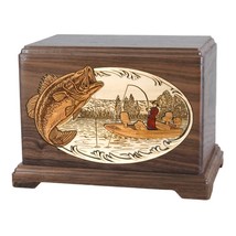 Walnut Bass Fishing Boat Hampton Wood Cremation Urn - £316.34 GBP