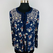 One September Anthropologie Womens Small S Rayon Blue Floral Embroidered Top * - £15.77 GBP