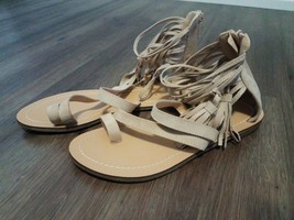 Chase &amp; Chloe Asher-6 Tan Ankle Zip Up Open Toe Sandals US SIZE 7 - £5.88 GBP