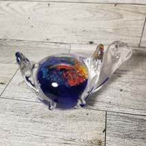 Hand Blown Glass Turtle Paperweight with Interior Fish by SDS SEAPOOT GROUP 4&quot; - £6.52 GBP