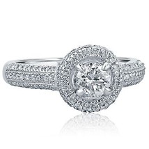 1.12CT Redondo Diamante de Compromiso Micro Pavé Anillo 14k Oro Blanco - $2,374.95