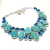 Amazonite London Blue Topaz Gemstone Fashion Ethnic Necklace Jewelry 18" SA 5179 - £11.91 GBP