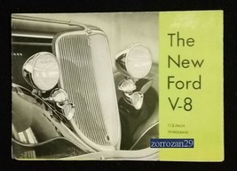 1933 Ford V-8 Vintage Original PART-COLOR Sales Brochure (Green) -USA- Great !! - £42.62 GBP