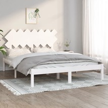 Bed Frame White 150x200 cm King Size Solid Wood - £80.24 GBP