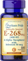 Puritan&#39;s Pride Vitamin E-with Selenium 400 IU Natural 100 RR Softgels - £22.29 GBP