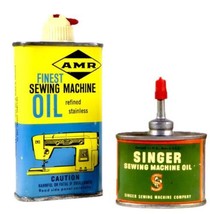 Two Vintage Sewing Machine Oil Tins Singer 1.5 Oz Amr 3 Oz - $18.53