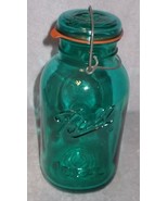 Ball Aqua Blue Two Quart Bicentennial Fruit Canning Lightning Jar w Glas... - $19.95