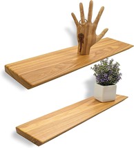 Wood Floating Shelves Set Of 2-Rustic Shelf 24&quot; Wide Wooden, 24 X6.5 Live Edge - £79.12 GBP