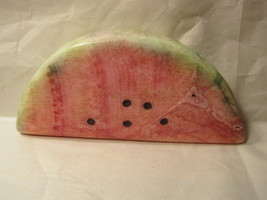 5&quot;x2&quot;x1.25&quot; Solid Pink/Green Marble Stone &#39;Watermelon Slice&#39; paperweight - $30.00