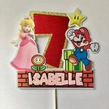 Super Mario Princess Peach Any Name Cake Topper || Theme Birthday Cake Topper || - £11.75 GBP